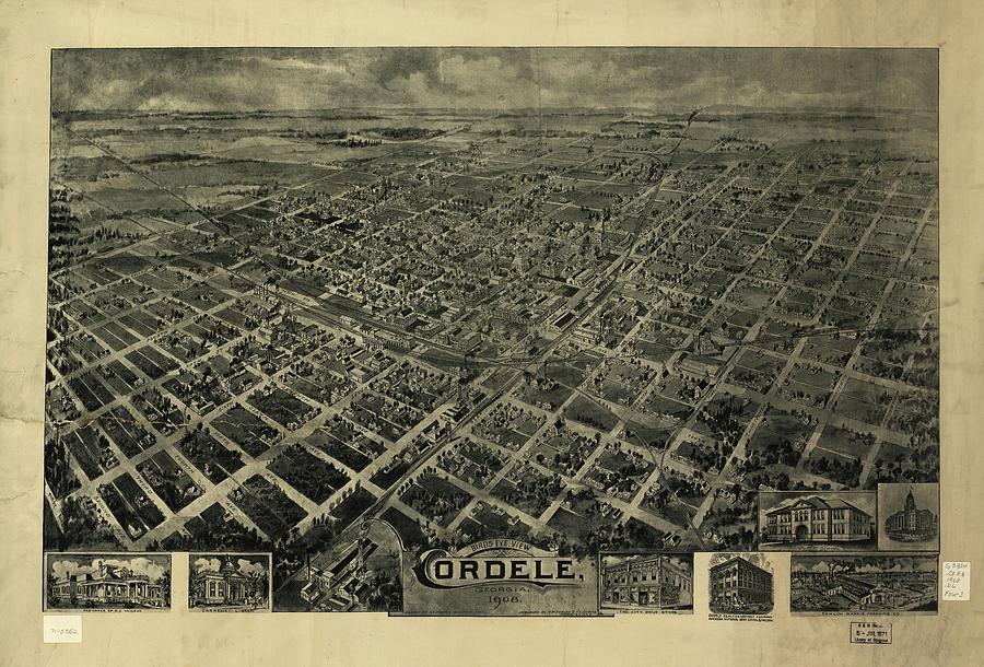 Cordele Georgia Antique Birdseye Map 1908 Drawing by History Prints ...