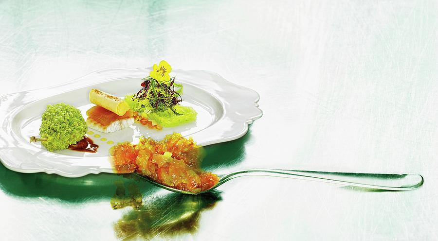 Cordon Bleu Of Quail With Smoked Eel And Apricot Jelly Photograph by Jalag / Jan C. Brettschneider