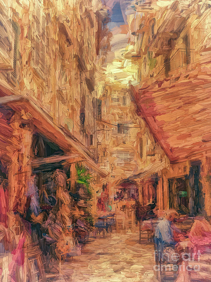 Corfu Town street scene Photograph by Leigh Kemp Corfu Town street scene Photograph by Leigh Kemp