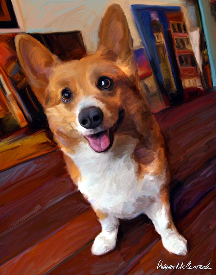 Dog Painting - Corgi Get Low by Robert Mcclintock