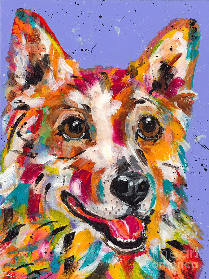 Corgie Smile Painting by Tracy Miller