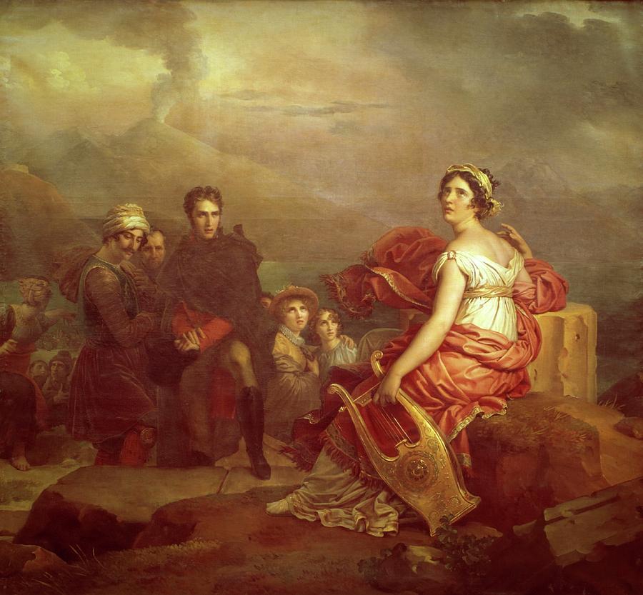 Corinne at Cap de Misene scene from novel by Mme de Stael 1819, Lyon, Oil on canvas. Painting by Francois Pascal Simon -1770-1837-