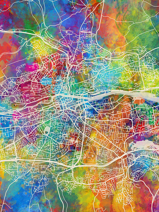 Cork Ireland City Map Digital Art by Michael Tompsett