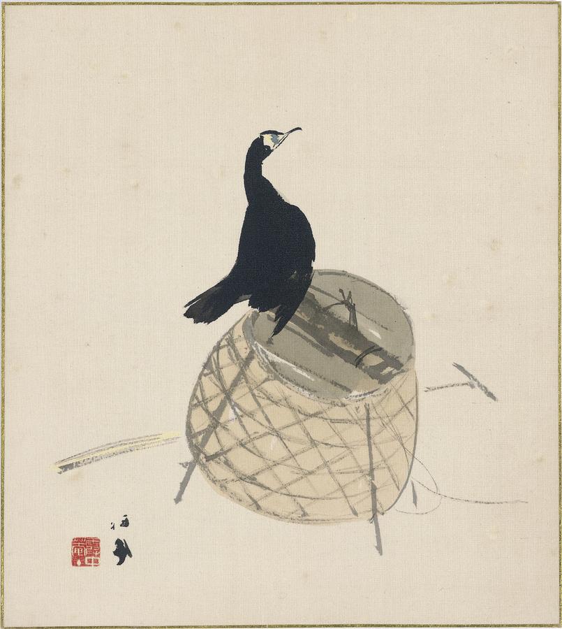 Nature Painting - Cormorant On A Basket by Takeuchi Seiho
