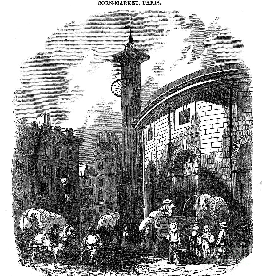 Corn-market, Paris, 1836 Drawing by Print Collector