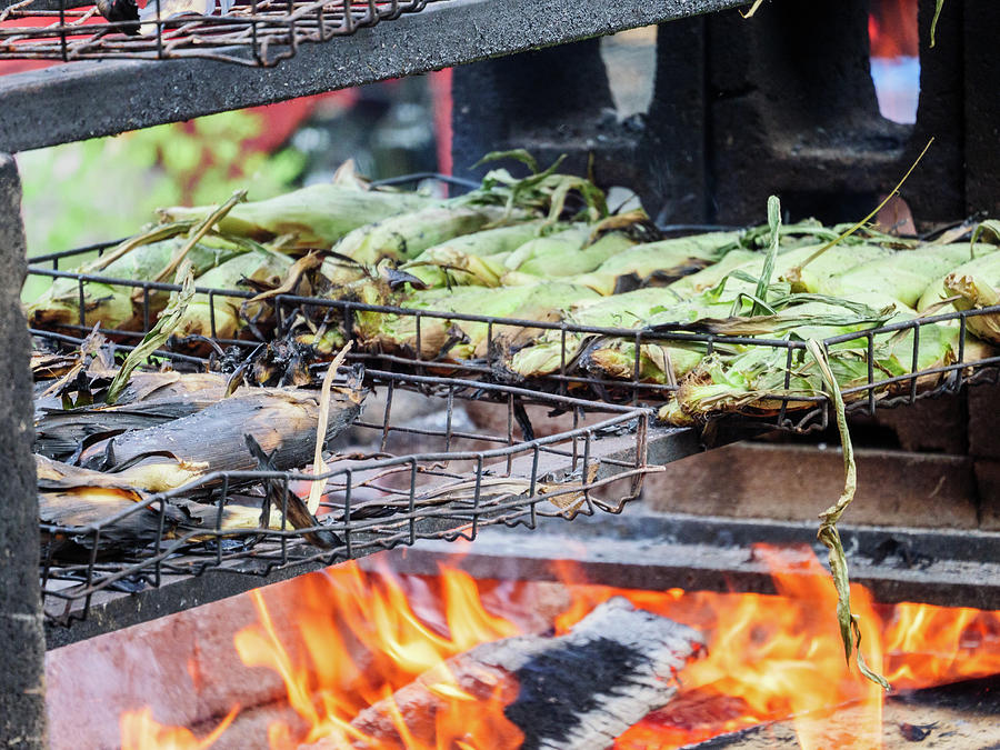 Corn On The Cob Roasting On Fire Photograph by Kyle Lee