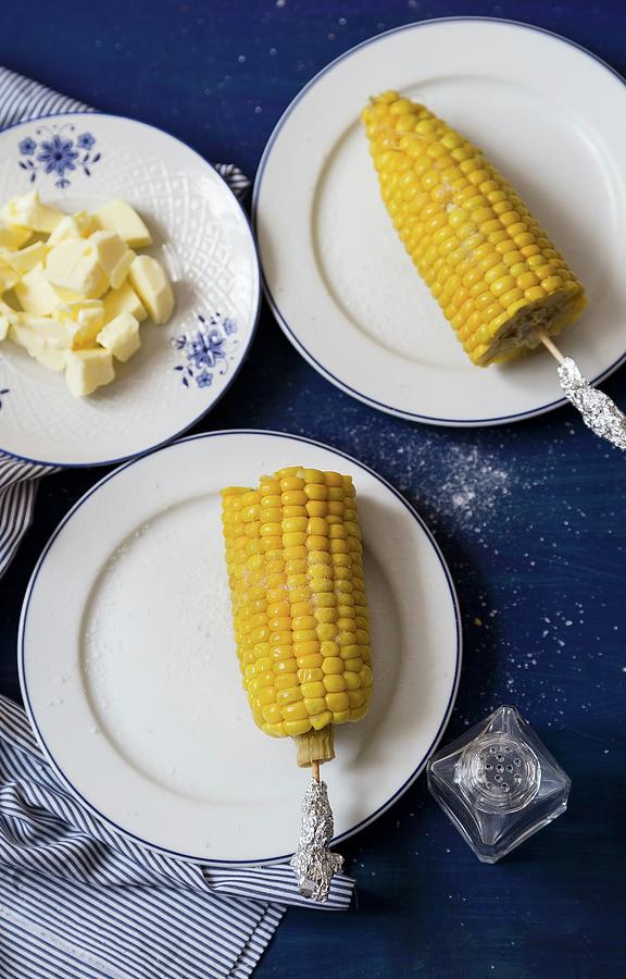 Corn-on-the-cob With Butter Photograph by Adel Bekefi