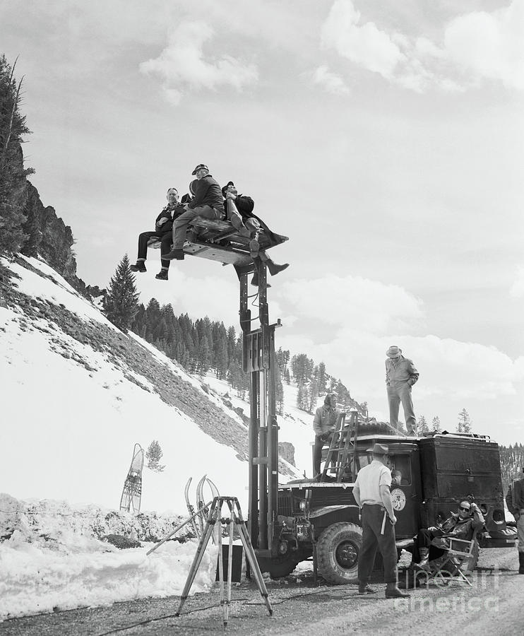 Cornel Wilde And Crewmen Filming Atop Photograph by Bettmann