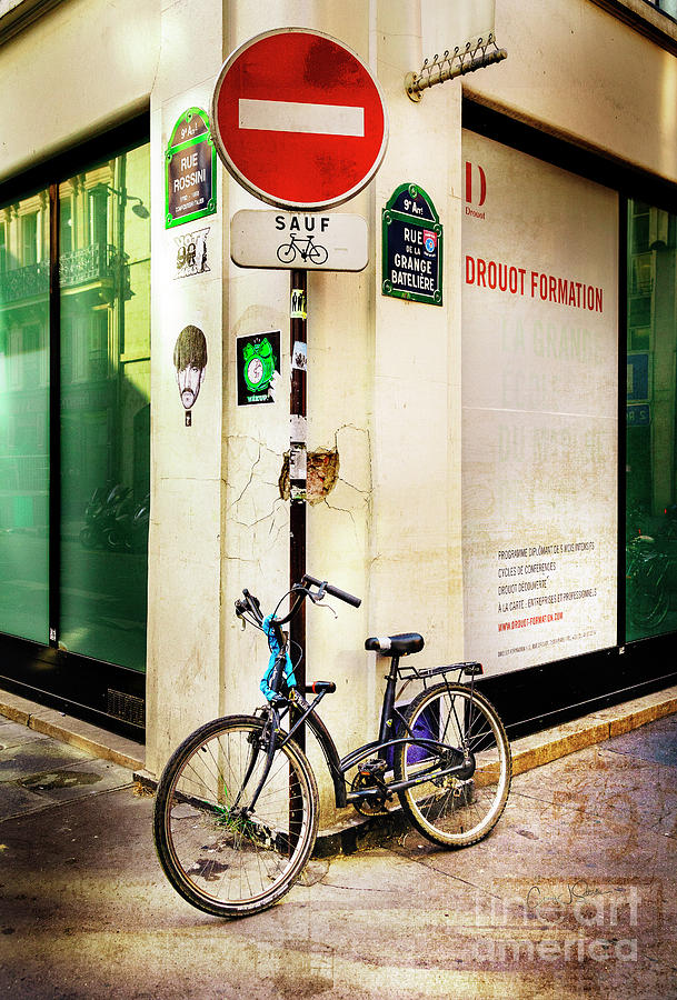 Paris Photograph - Corner SAUF Bicycle by Craig J Satterlee