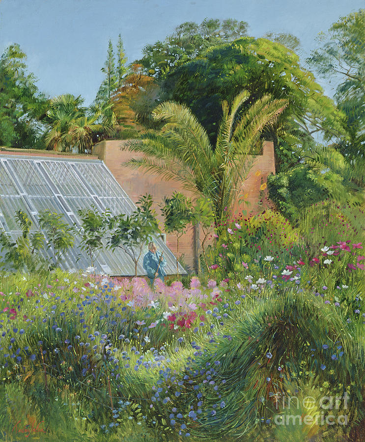 Cornflower Waves At Heligan Painting by Timothy Easton