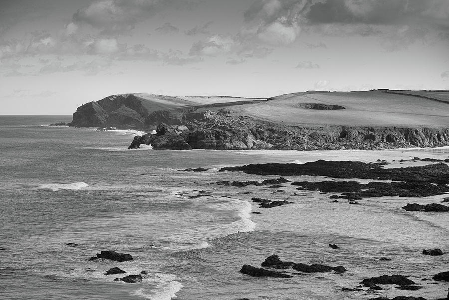 Cornish Cliffs in Black and White Photograph by Mark Hunter