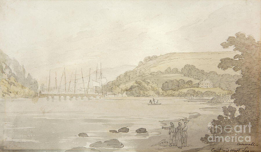 Cornwall, East And West Looe Watercolor Painting by Thomas Rowlandson ...