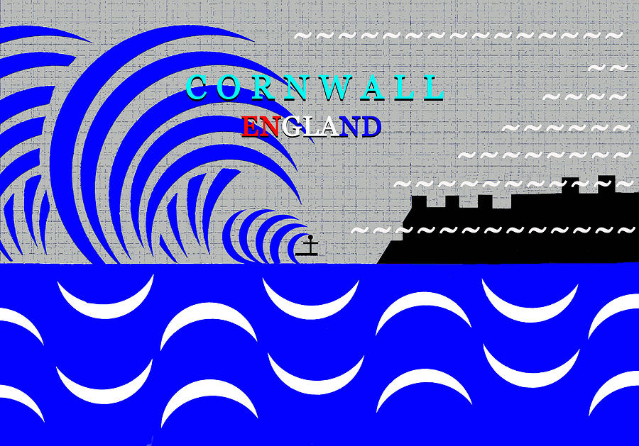 Cornwall England surfing art Digital Art by David Lee Thompson