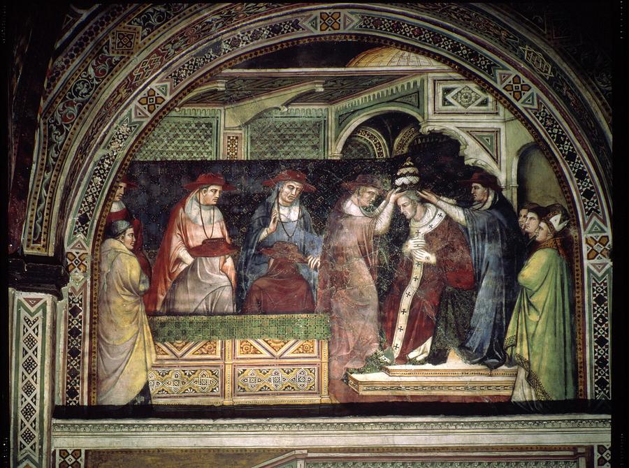 Coronation of Alexander III as Pope 1159, 1407, fresco. SPINELLO ARETINO . ALEJANDRO III. Painting by Aretino Spinello -c 1332-c 1410-