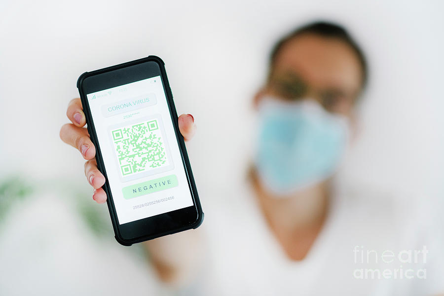 Coronavirus Smartphone App With Qr Code System Photograph by Microgen Images/science Photo Library