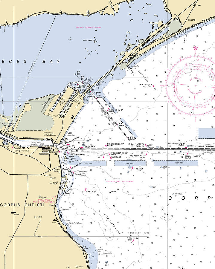 Corpus Christi-texas Nautical Chart Mixed Media by Bret Johnstad - Fine ...