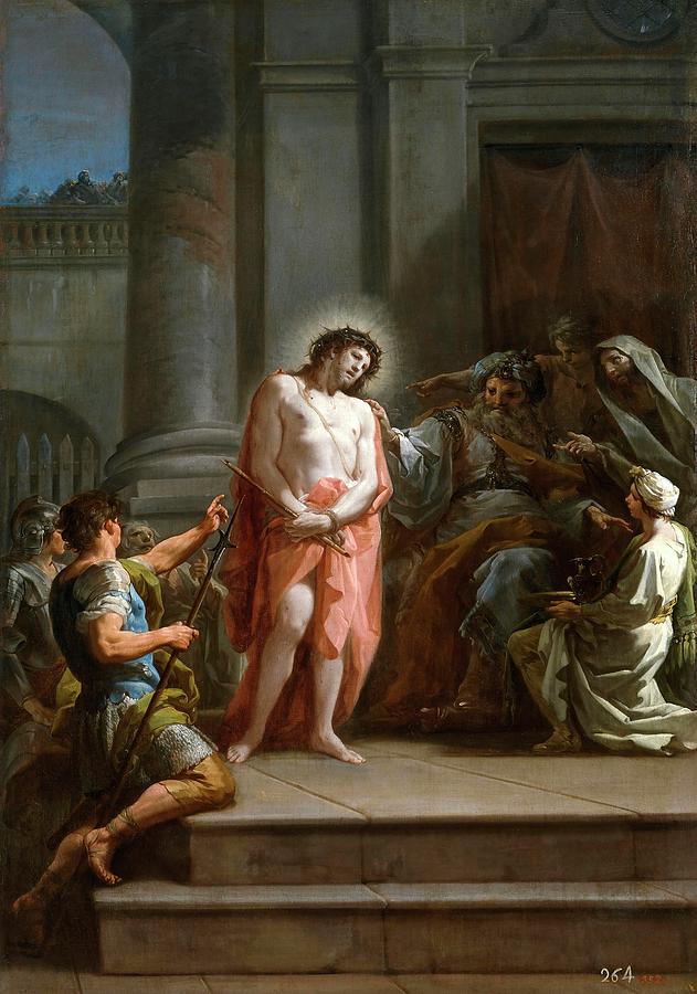 Corrado Giaquinto Painting - Corrado Giaquinto / Cristo ante Pilatos en el pretorio, ca. 1754, Italian School. by Corrado Giaquinto -c 1703-1765-