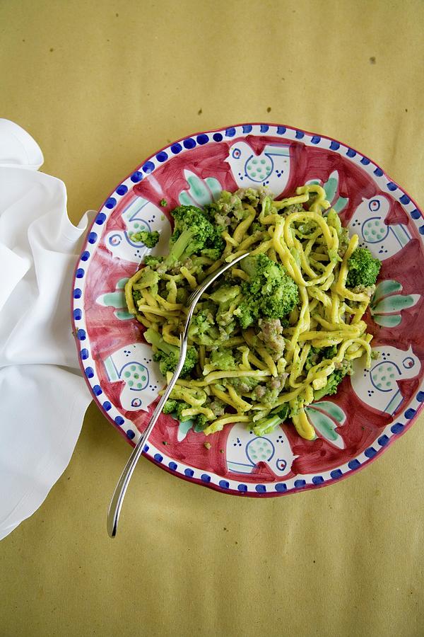 Correggioli Con Broccoletti E Salsiccia pasta With Broccoli And Sausage, Italy Photograph by Michael Wissing