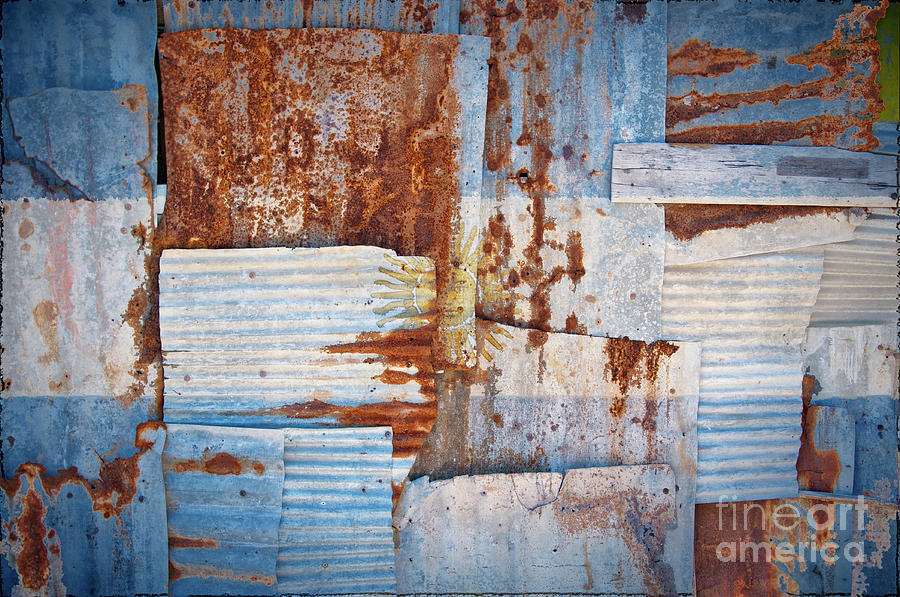 Corrugated Iron Argentina Flag Photograph by Antony McAulay