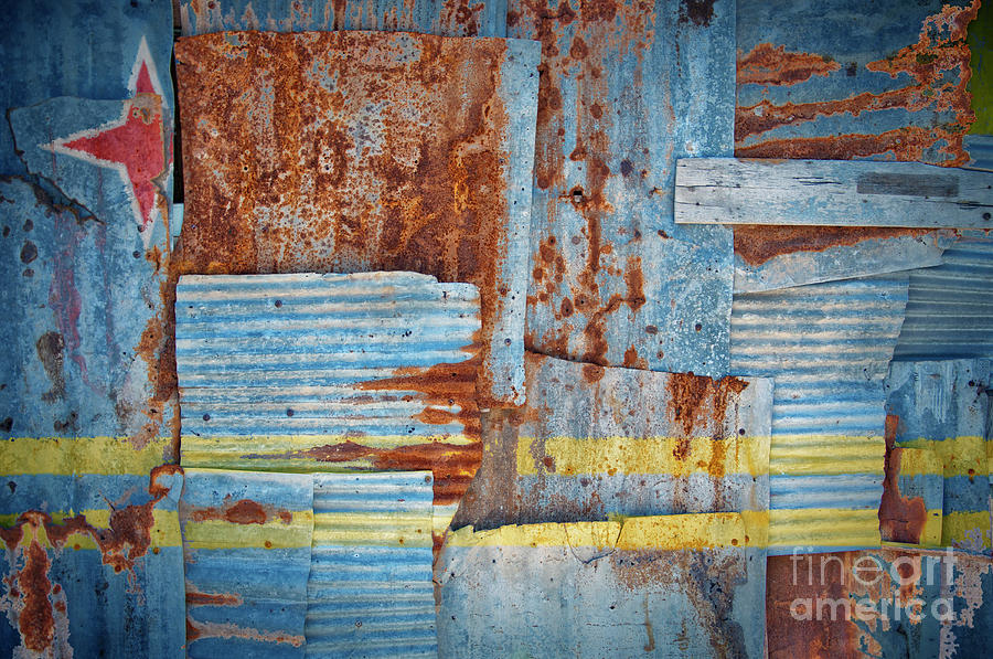 Corrugated Iron Aruba Flag Photograph by Antony McAulay