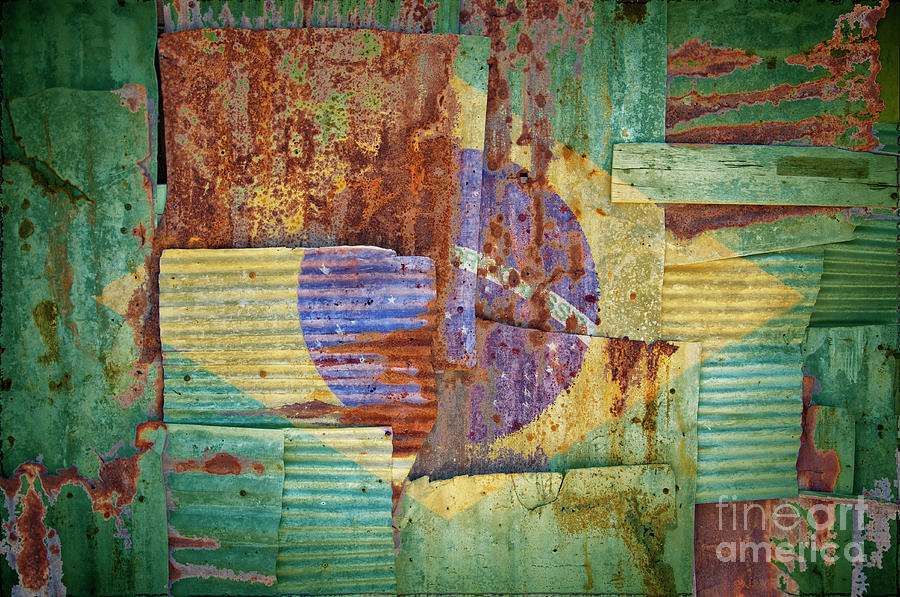 Corrugated Iron Brazil Flag Photograph by Antony McAulay