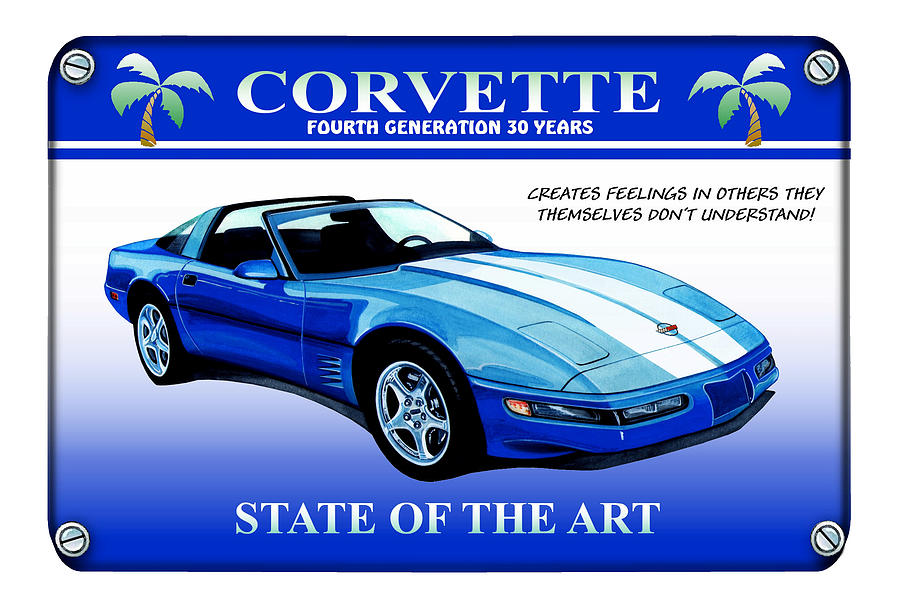Corvette C4-30 Years On Mixed Media by Simon Read