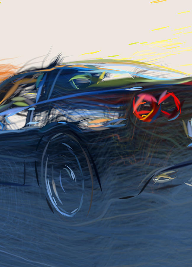 Corvette C6 Drawing Digital Art by CarsToon Concept