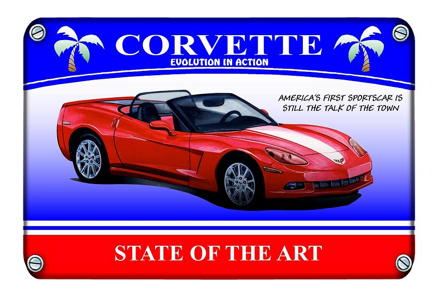 Corvette C6-Evolution in Action Mixed Media by Simon Read
