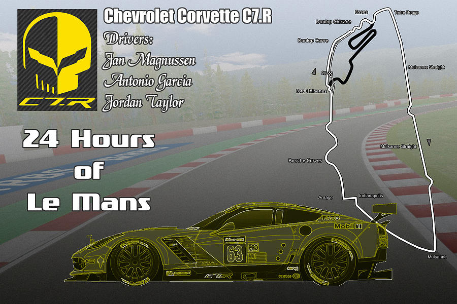 Corvette C7.R Drawing by Darrell Foster