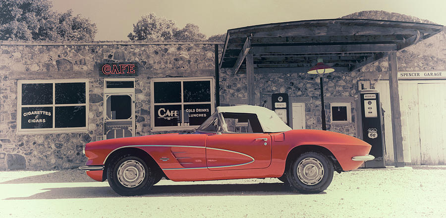 Vintage Photograph - Corvette Cafe - C1 - Vintage Film by Jayson Tuntland