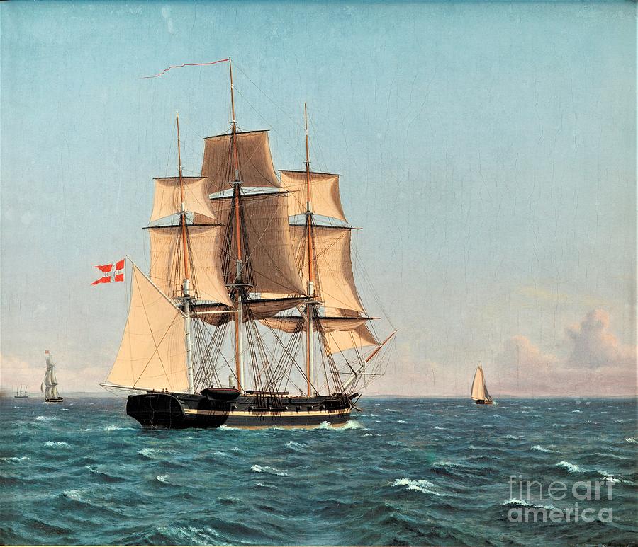 Ship Painting - Corvette under sail by Thea Recuerdo