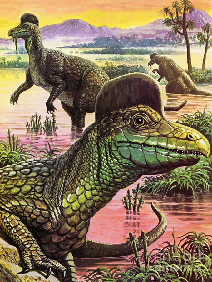 Prehistoric Painting - Corythosaurus by Roger Payne