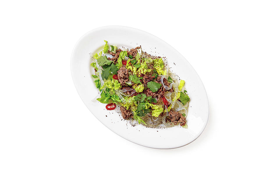 Cos Lettuce With Rice Noodles, Minced Beef And Sumac Photograph by Jalag / Stefan Bleschke