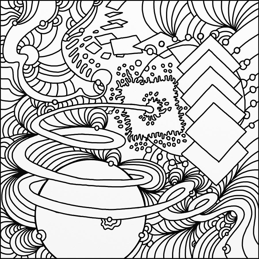 Coloring Books Digital Art - Cosmic Big Bang Lineart by Howie Green