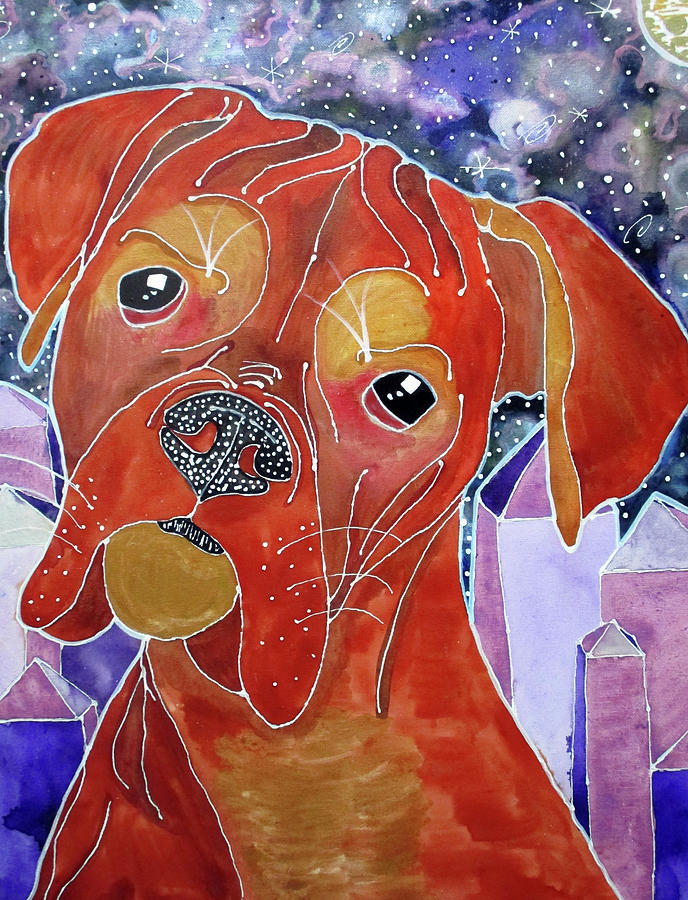 Dog Painting - Cosmic Boxer by Lauren Moss