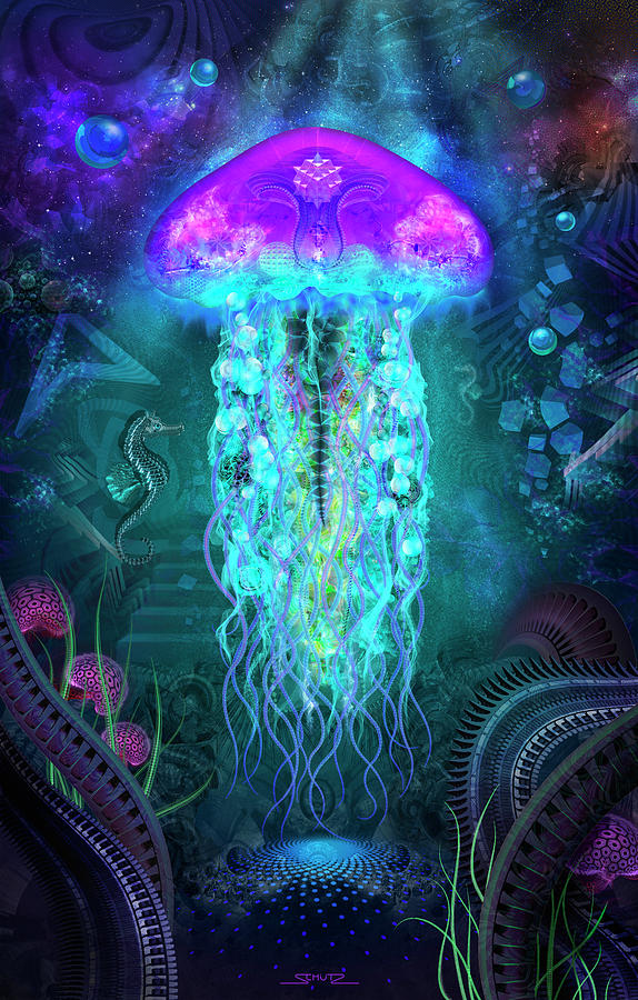 Space Painting - Cosmic Luminescence by Mushroom Dreams Visionary Art