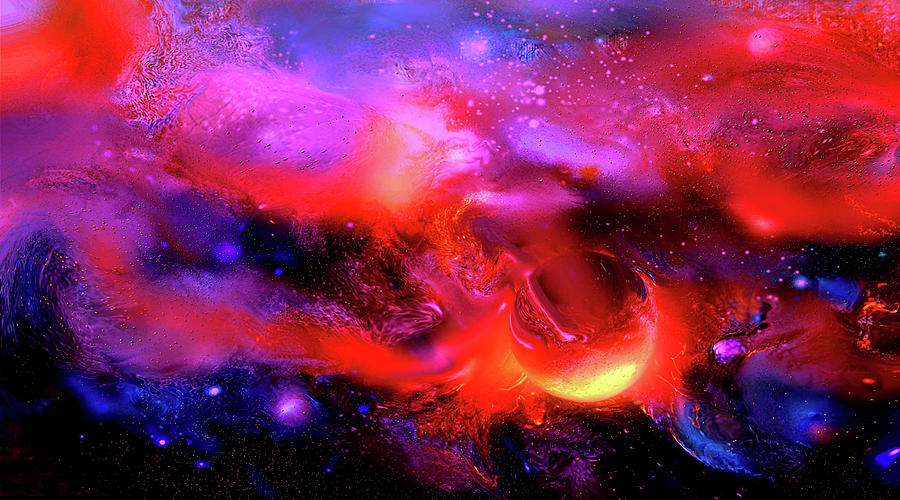 Space Digital Art - Cosmic Red Star by Natalia Rudzina