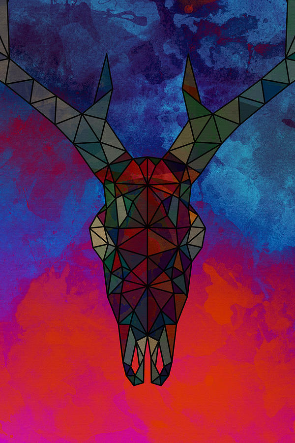 Cosmic Skull Deer Modern Art Illustration Digital Art by Dim Dom - Fine ...