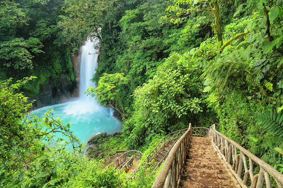 Costa Rica, Alajuela, Waterfall On Rio Celeste, Tenorio National Park ...