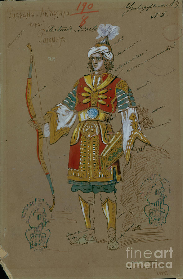 Costume Design For The Opera Ruslan Drawing by Heritage Images