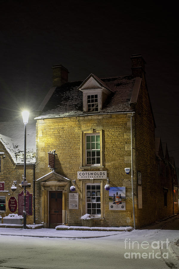 Cotswolds Distillery Shop Bourton on the Water in the Snow Photograph by Tim Gainey