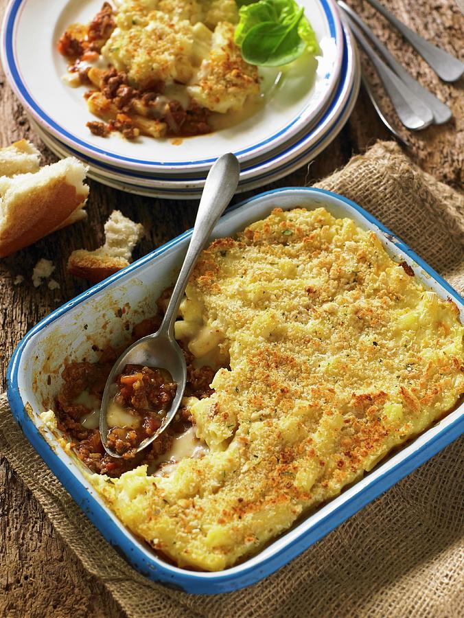 Cottage Pie In The Dish And On A Plate england Photograph by Clive ...