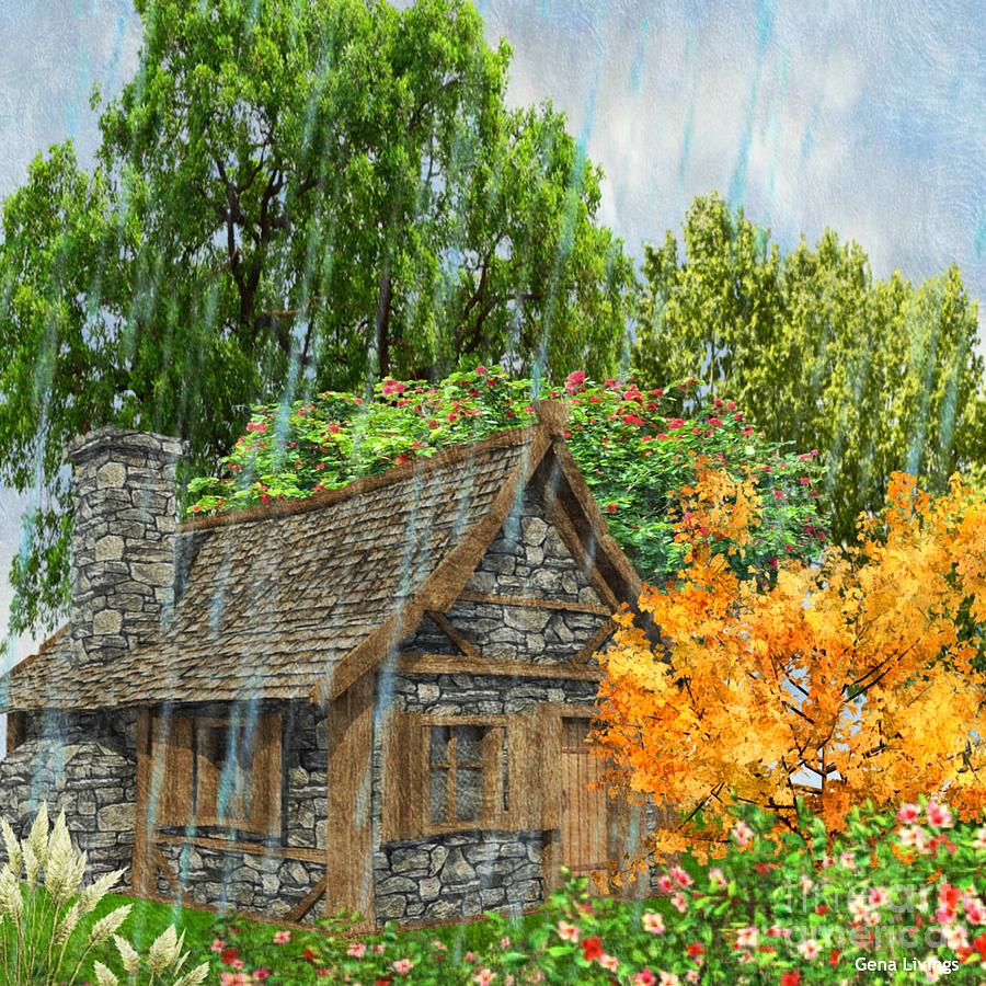 Cottage Rainfall Digital Art by Gena Livings