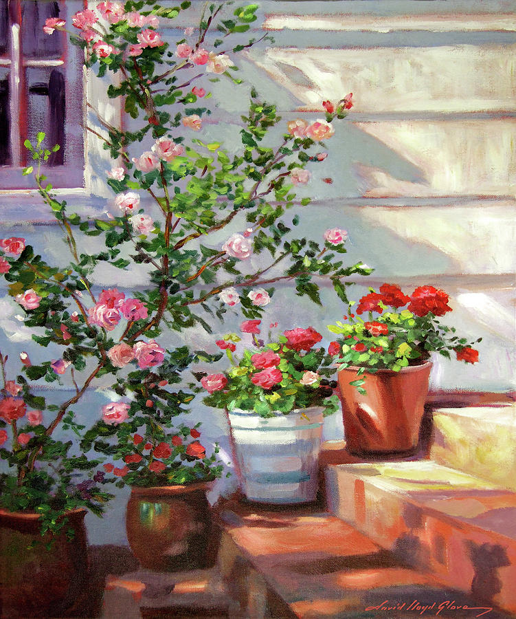 Cottage Steps Painting by David Lloyd Glover