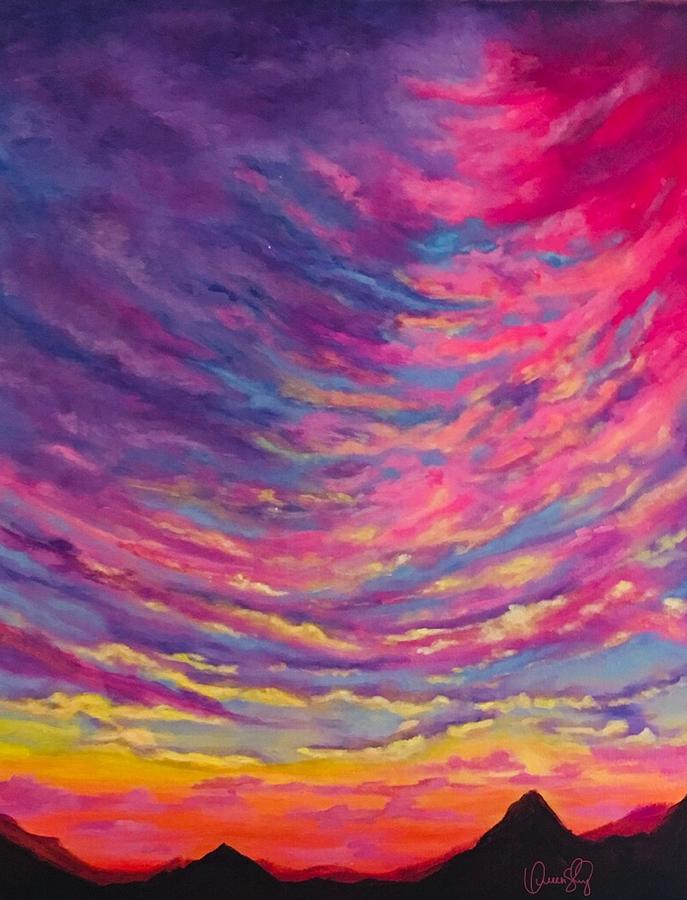 Cotton Candy Skies Painting by Queen Gardner