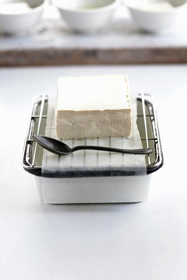 Cotton Tofu Draining On A Grid With Fleece Photograph by Schindler, Martina