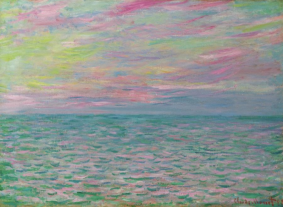 Claude Monet Painting - Coucher De Soleil A Pourville, Pleine Mer by Claude Monet