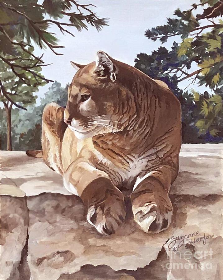 Cougar Outlook Painting by Suzanne Schaefer