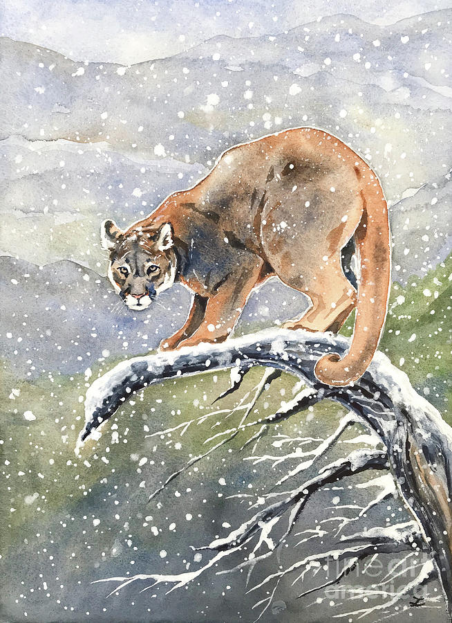 Cougar Painting by Zaira Dzhaubaeva