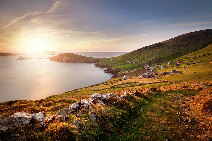 Coumeenole Beach At Sunset, Slea Head Drive, Dingle, Kerry, Ireland ...